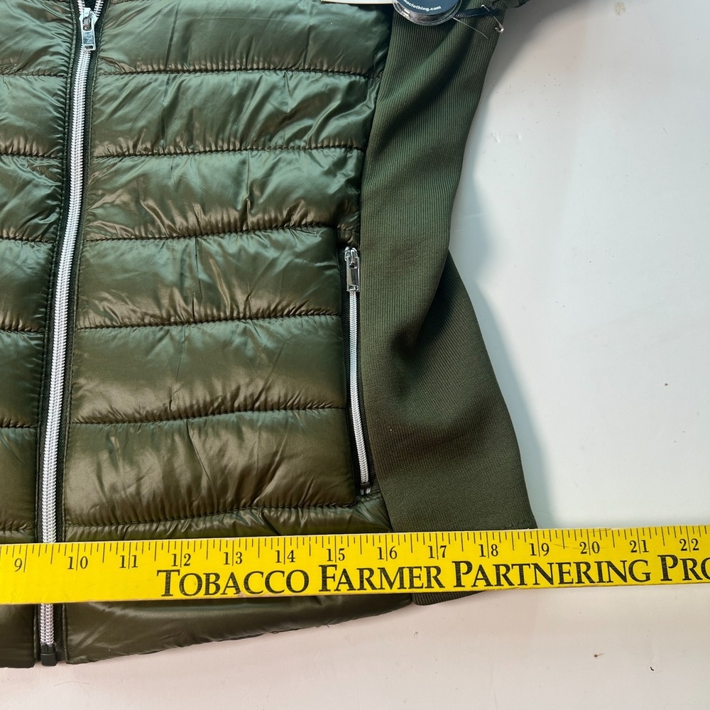 Ci Sono Women Puffer Jacket Sz XL Green Outerwear with Faux Fur & Side Knit NWT - Picture 9 of 16